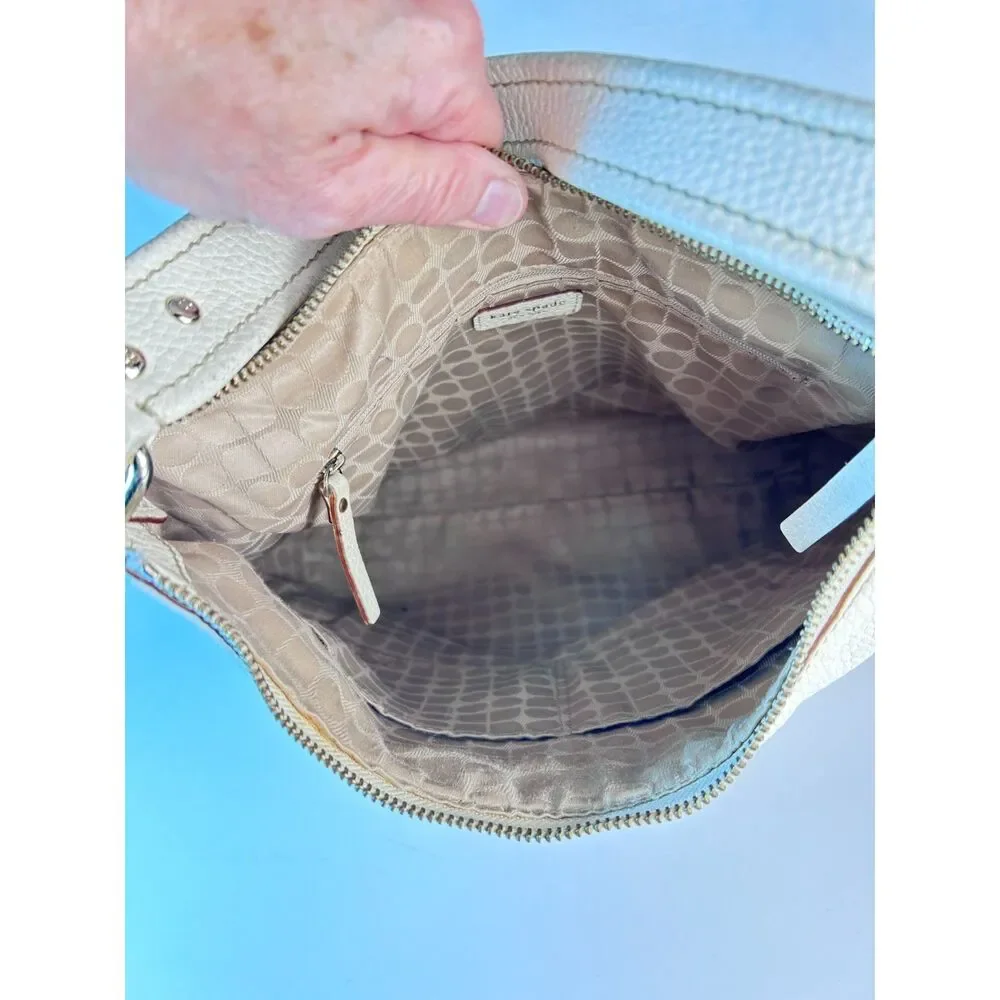 Kate Spade Women's Hudson Ivory Pebble Leather Large Hobo Shoulder Bag